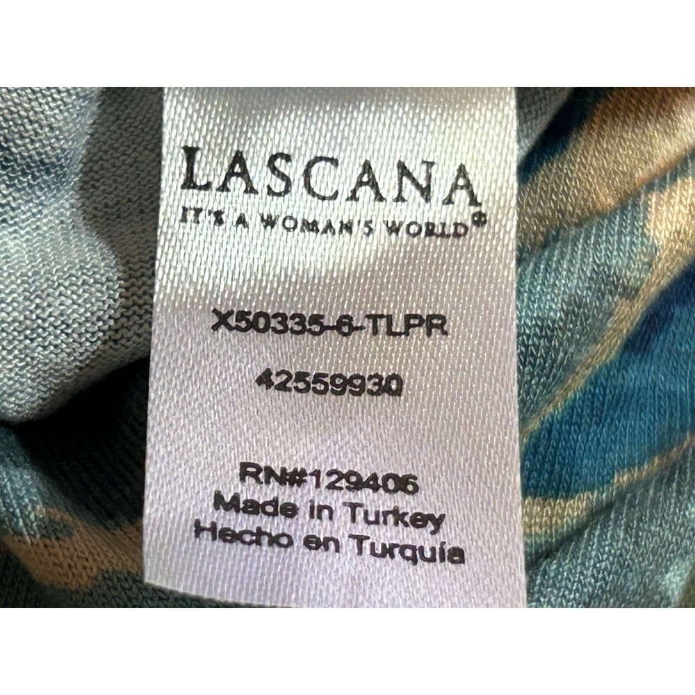 Lascana (NEW) Tropical Leaf Print Maxi Skirt Teal Blue Paperbag Waist Slit NWT - Picture 5 of 12